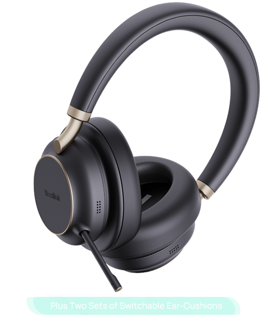 Yealink BH76P-BL-TEAMS-CH-USB-C/A | Wireless MS ANC Stereo Headset, Charge Stand, USB-C/A Adapter