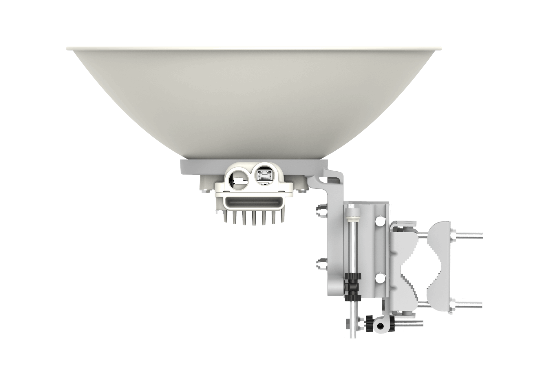 Cambium cnWave C100 28 GHz base unit with white LED floodlight
