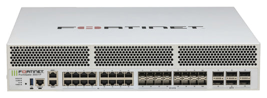 Fortinet FG-3000F-DC | 2U Firewall, 6x 100GE QSFP28, 16x 10GE/25GE SFP28, 18x 10G Base-T