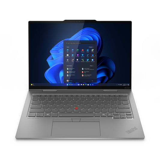 Silver lenovo thinkpad x1 2-in-1 gen 10 laptop with sleek minimalist design and distinctive red trackpoint