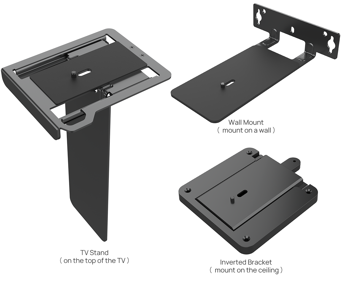 Yealink UVC8X-Mount-Kits black metal TV mount system with wall, ceiling, stand components