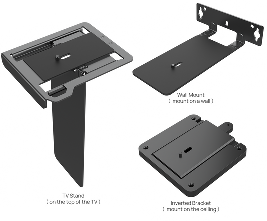 Yealink UVC8X-Mount-Kits black metal TV mount system with wall, ceiling, stand components
