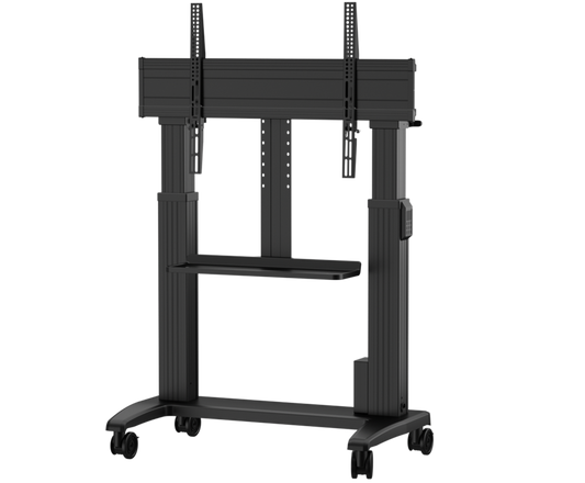 Yealink MB-FLOORSTAND-LIFT black metal TV stand with height adjustment and casters