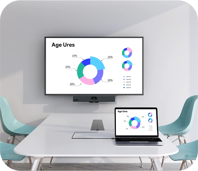 Yealink A10-020-55MR collab bar with black sleek camera below 55-inch display