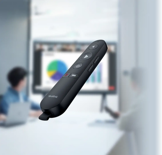 Yealink MB-REMOTE black wireless presenter with buttons, ergonomic design