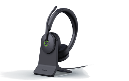 Yealink WH68-H-CH wireless headset with green LED, sleek black design