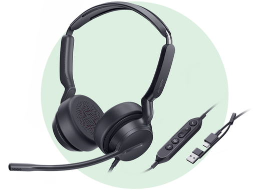 Yealink UH42-SE-M-C/A | UH42 SE Mono Wired Headset, USB-C/A, ANC, Leather Cushion, 3.5mm