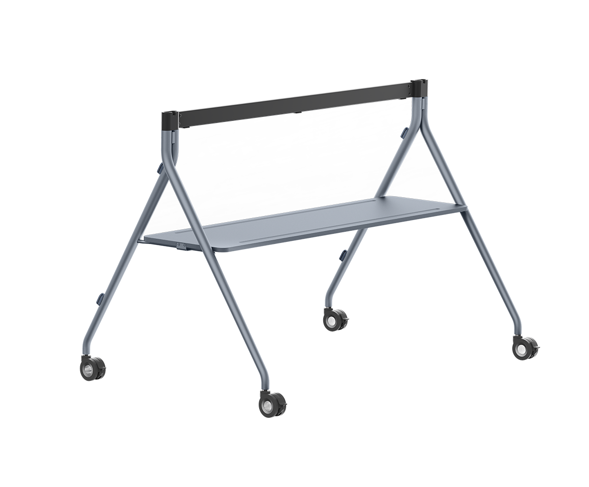 Yealink MB-FS-Bar-860T silver rolling cart with 2 shelves, black wheels