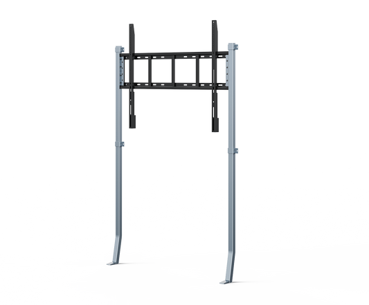 Silver metal tv wall mount for yealink mb-wallstand-860w with sturdy adjustable bracket design visible from the back side