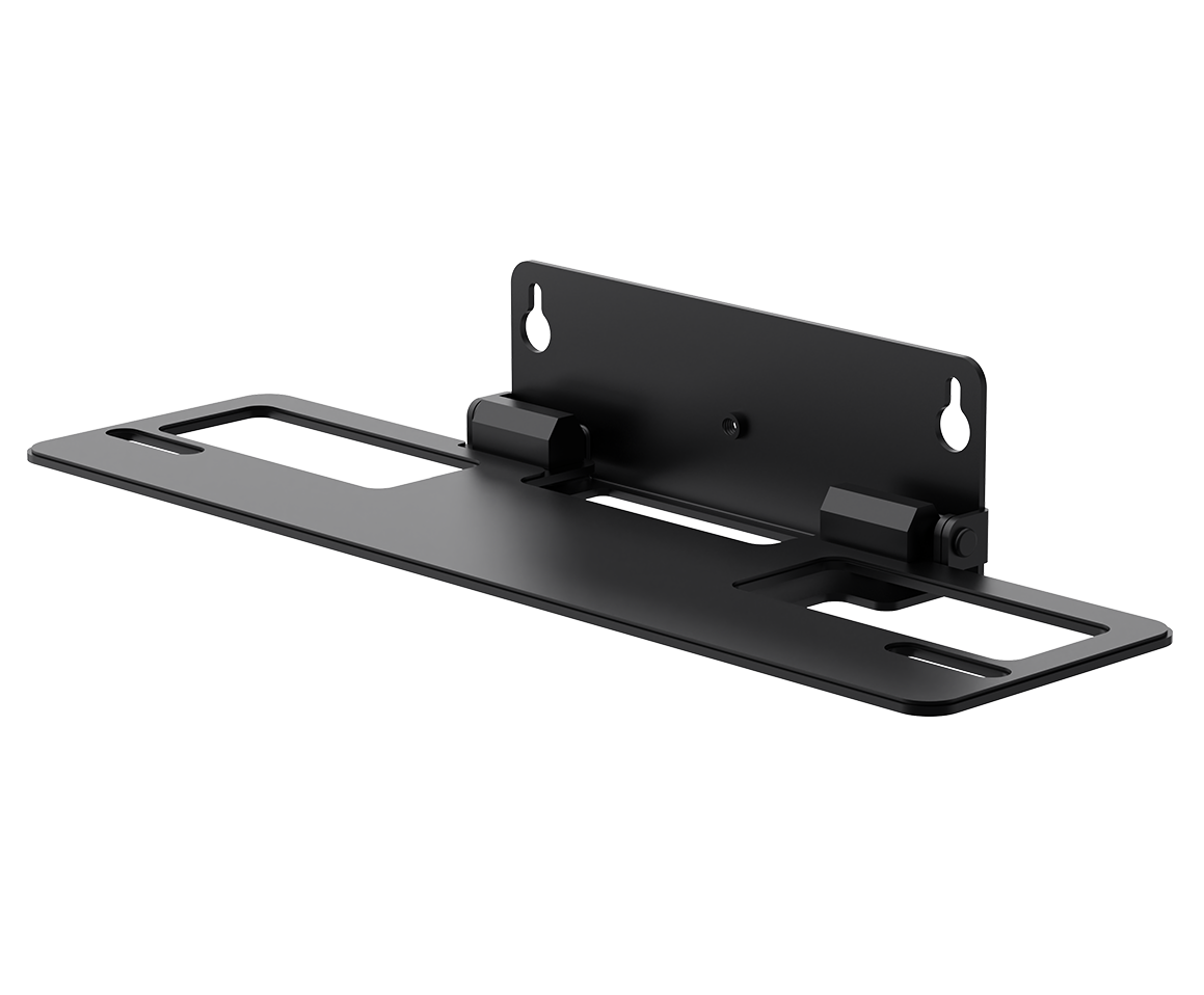 Black metal yealink vb-wallmount-02 tv wall mount bracket with adjustable arms and mounting holes for meetingbar a50