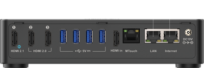 Yealink MCore4-MS Mini PC rear: black USB hub with HDMI, USB-A, Ethernet ports