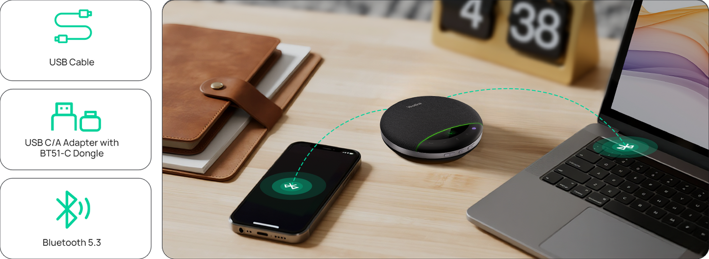 Yealink SP96-C/A black wireless charging pad with green LED light