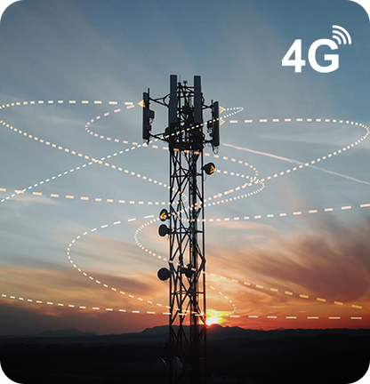 Tall 4G cellular tower with antennas at sunset for Yealink T74LTE phone