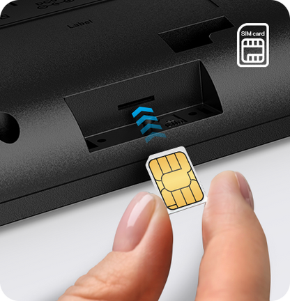 Inserting gold nano-SIM into Yealink T74LTE 4G desk phone slot