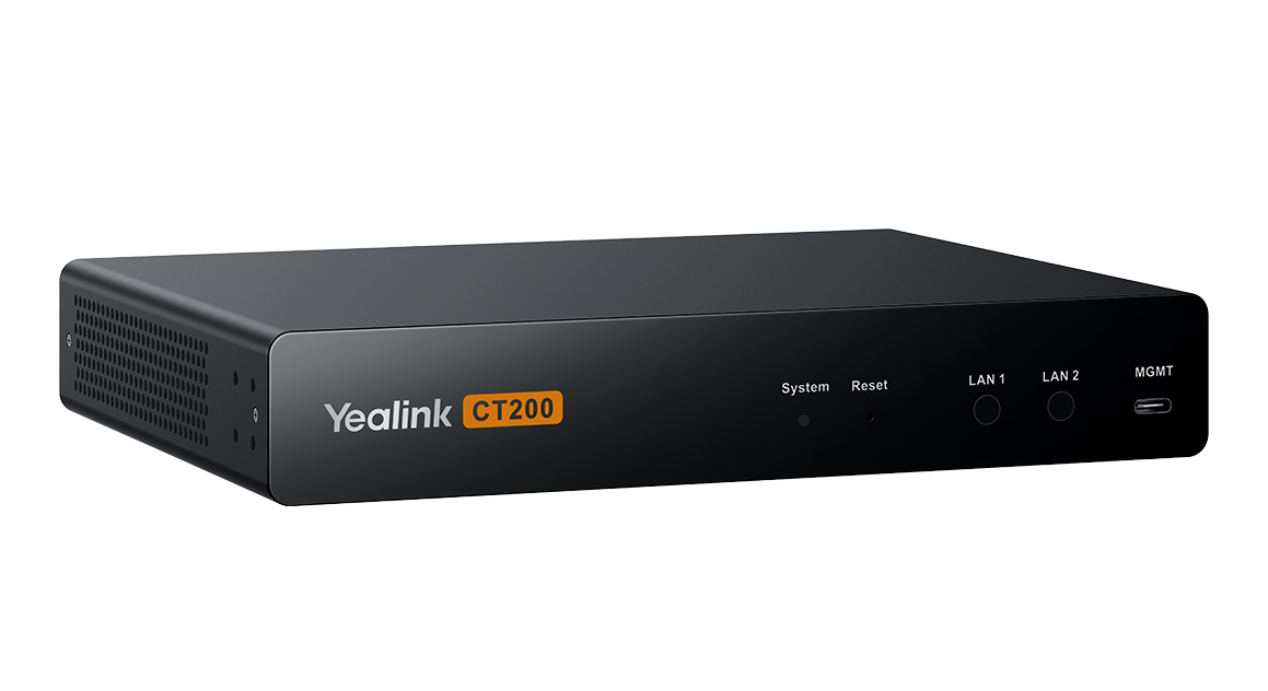 Yealink CT200 black video conferencing system with matte finish and orange branding
