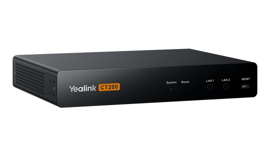 Yealink CT200 black video conferencing system with matte finish and orange branding