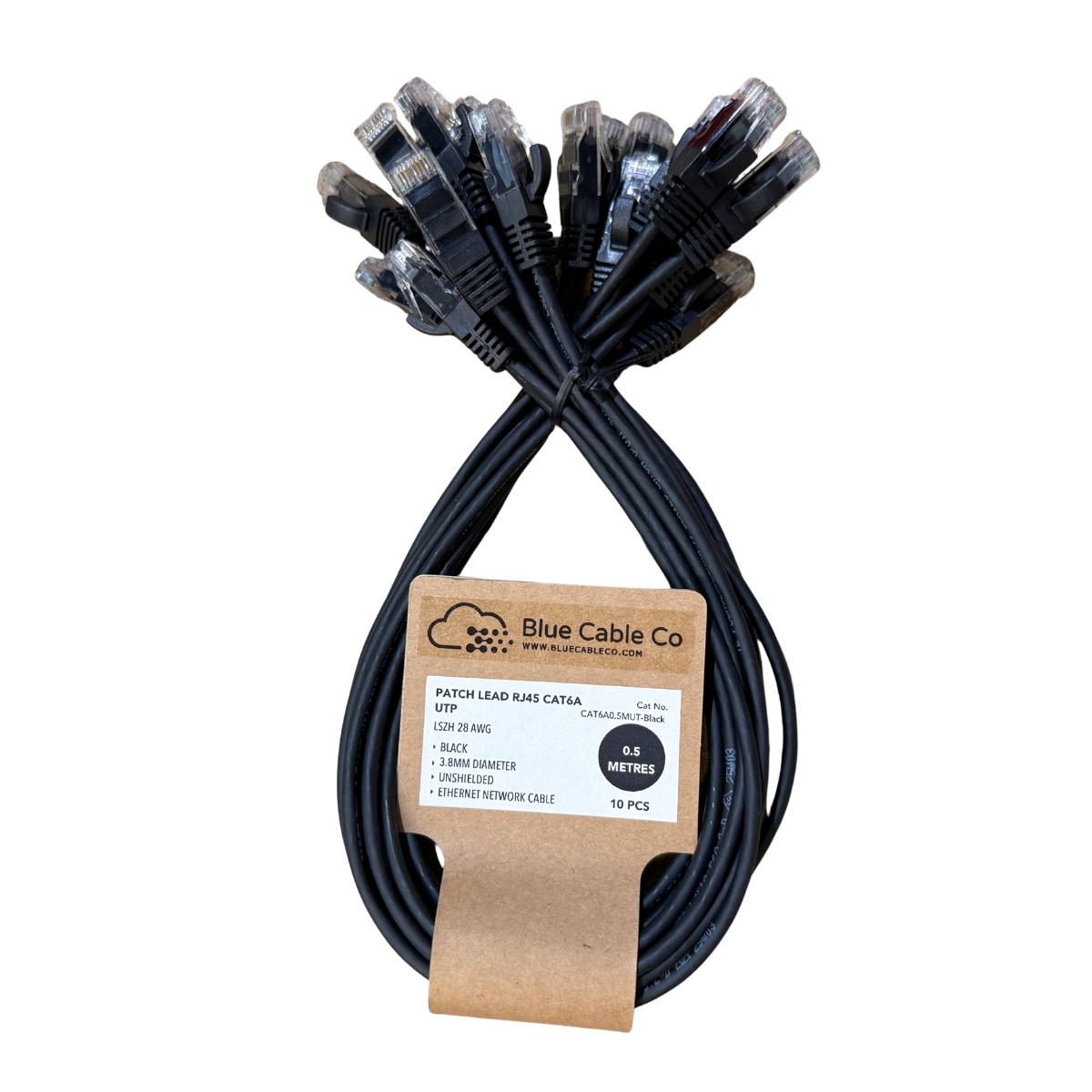 CAT6A Ethernet Patch Cable | UTP | 28AWG | LSZH | 0.25M to 5M