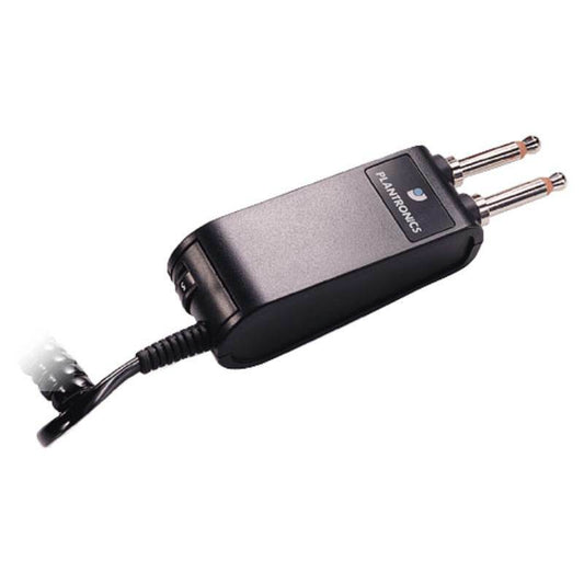 Poly 29362-59 P10 plug prong amp with black charging adapter and coiled cord