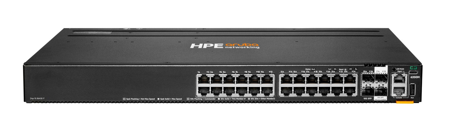Aruba R8Q67A | CX 6200M 24G 4SFP+ Switch, 24 x 1GbE Ports, 4x10G SFP+ Uplinks