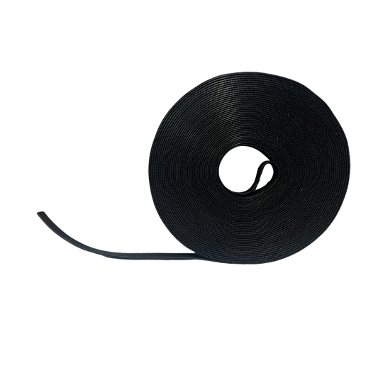 10M Hook and Loop Reusable Cable Tie Roll - Cable Management 10mm Width | Black