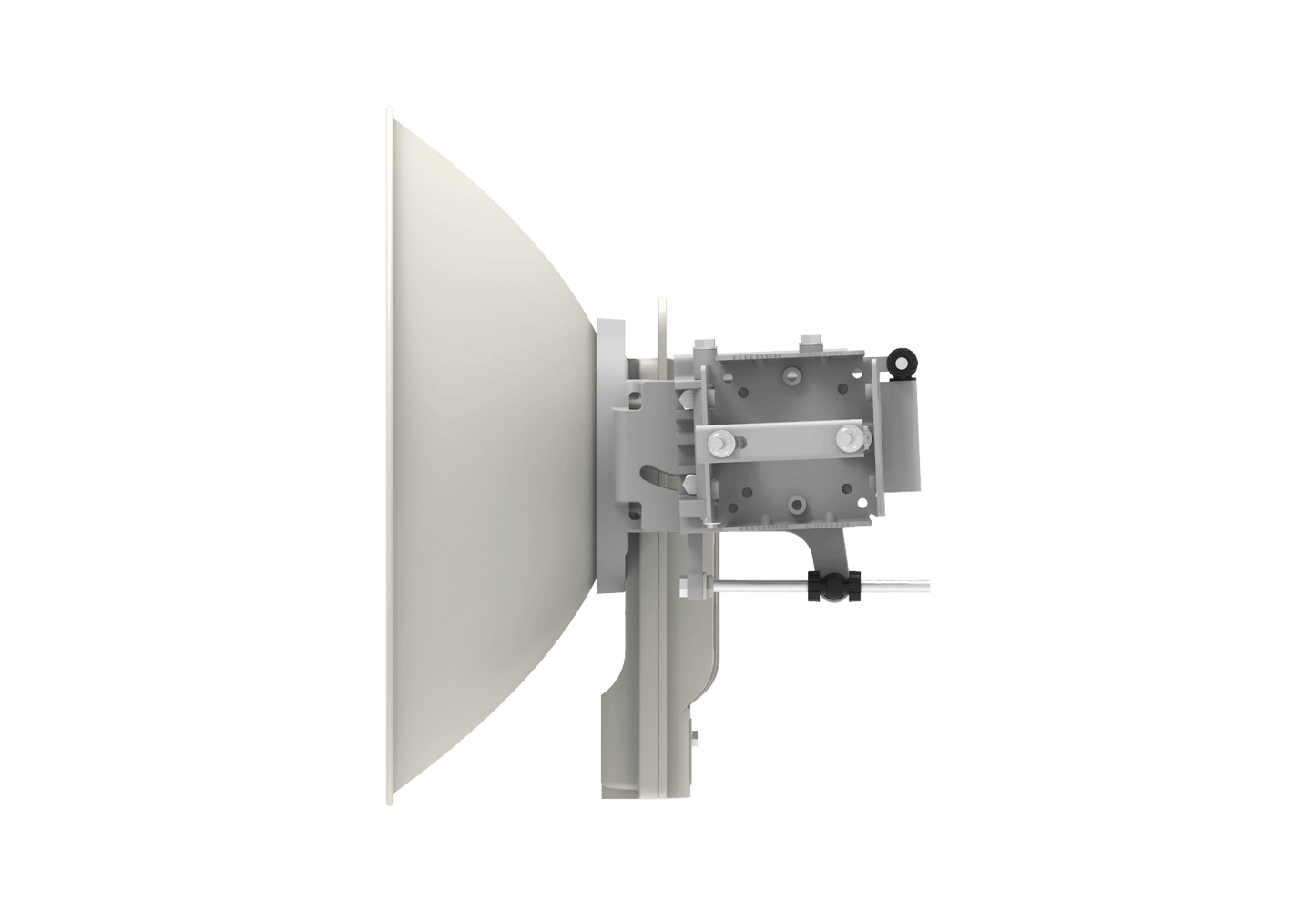 Cambium cnWave C100 CPE 28 GHz white sleek satellite dish with bracket
