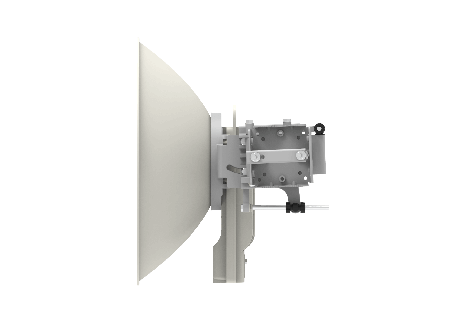 Cambium cnWave C100 CPE 28 GHz white sleek satellite dish with bracket