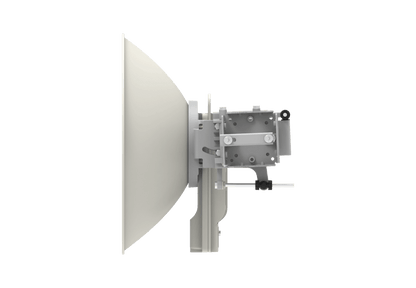 Cambium cnWave C100 CPE 28 GHz white sleek satellite dish with bracket