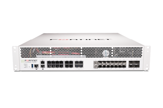 White Fortinet FortiGate-3300E security appliance front view with ports