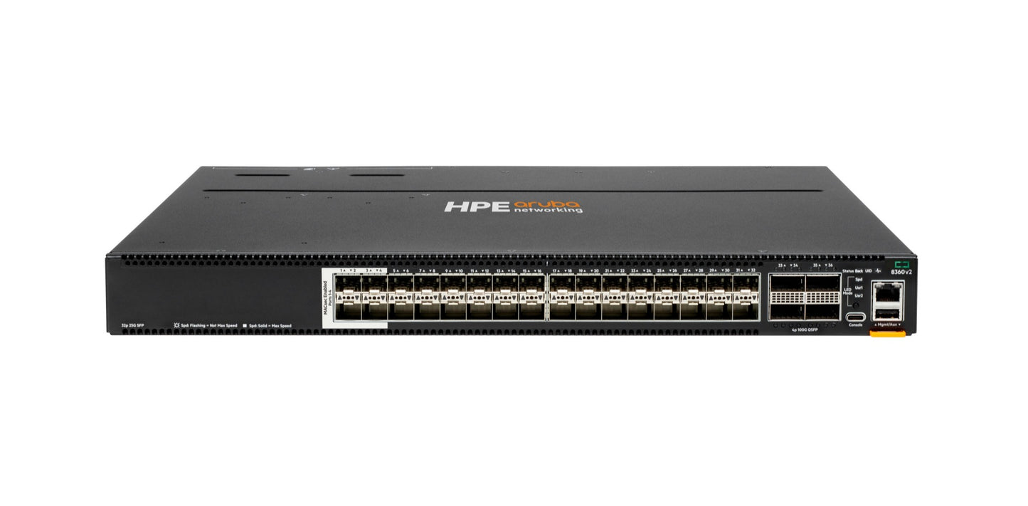 Aruba JL701C | 8360-32Y4C v2 Switch, 32x 25GbE SFP28, 4x 100GbE QSFP28
