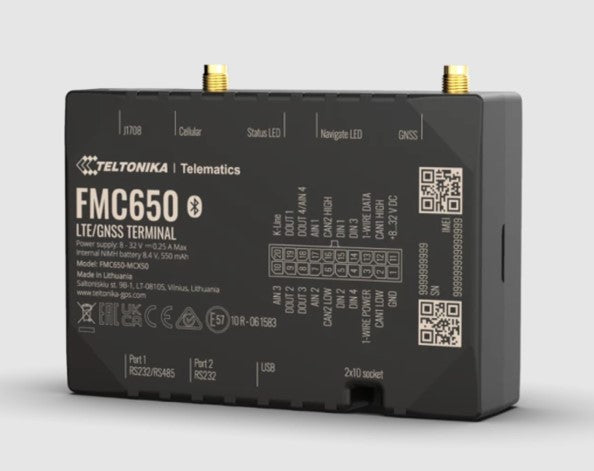 Teltonika FMC6508TFE01 | FMC650 4G LTE Cat 1 GPS Fleet Tracker, GNSS L1+L5, CAN/Tacho, Latin America