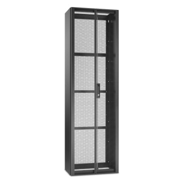Black metal server rack with mesh doors and vertical handle for apc sp3opt003 easy ups 3-phase depth adapter