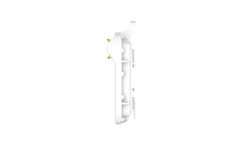 White plastic wall-mounted cambium networks ePMP 4500C 5 GHz connectorized access point with gold-colored screws