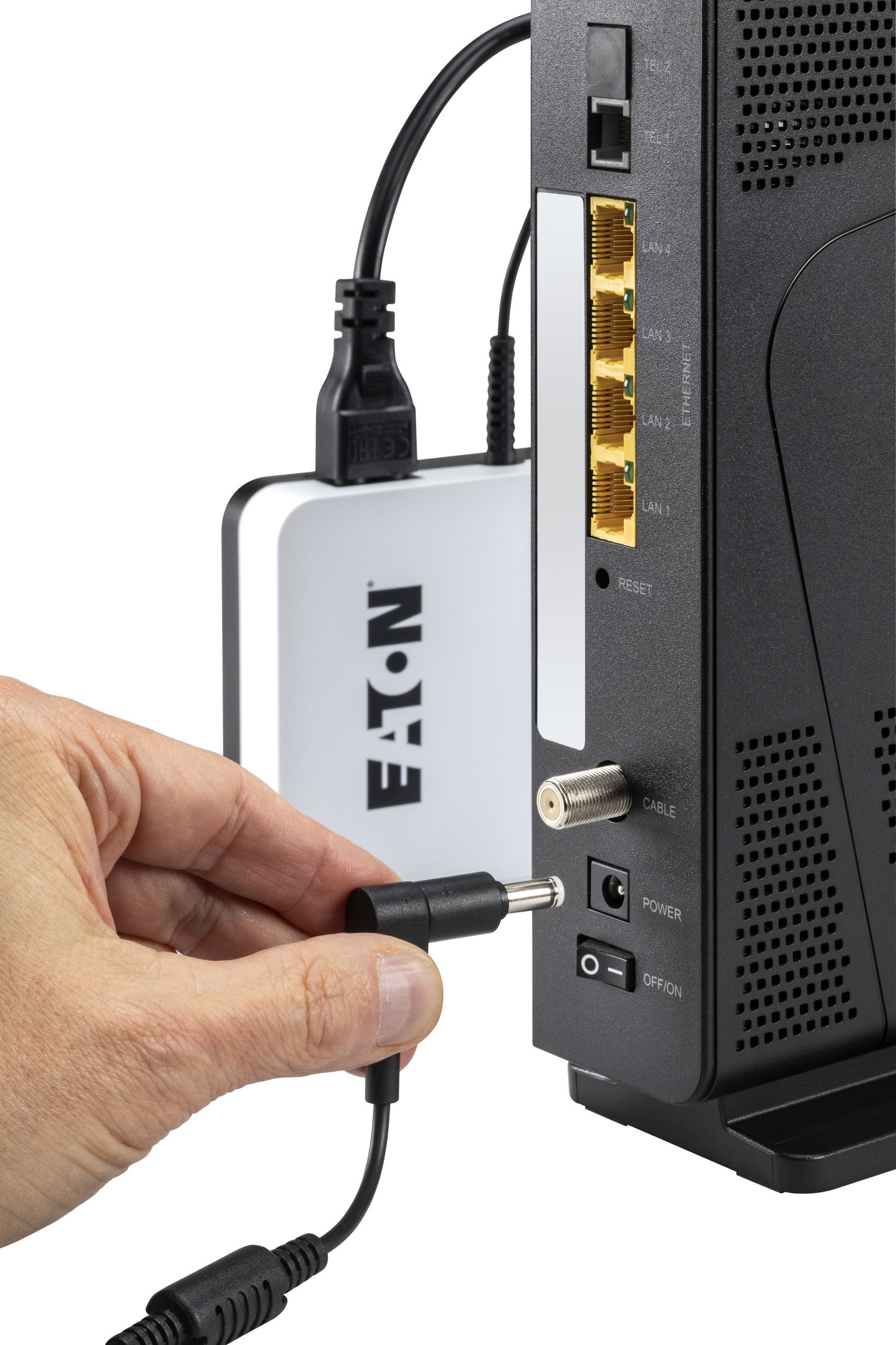 Eaton 3SM36AU 3S Mini UPS white adapter with black barrel connectors