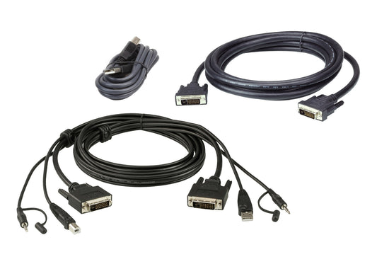 ATEN 2L-7D03UDX5 | 2L-7D Series Dual Display KVM Cable Kit, DVI-D Dual Link, USB, 3m