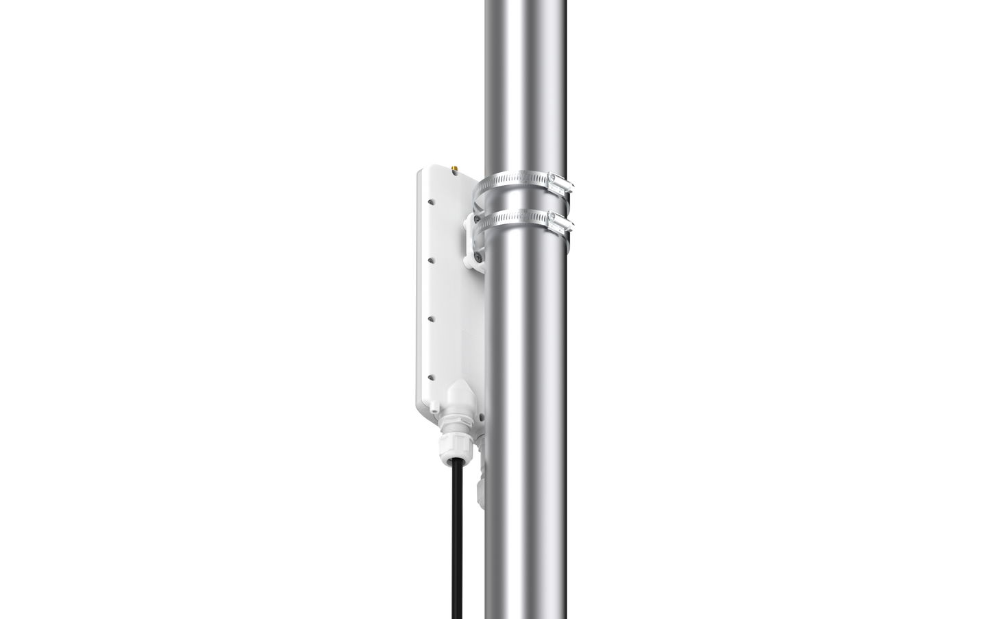 Cambium EPMP 4500L silver pole-mount antenna bracket with white housing