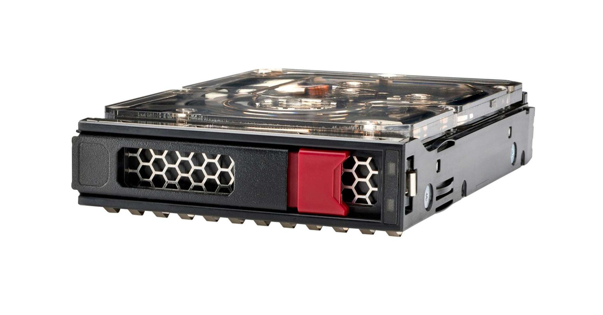 HPE P68585-B21 24TB LFF helium HDD with transparent top revealing internals