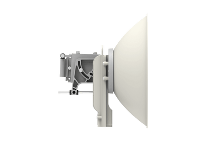Cambium cnWave C100 CPE white sleek satellite dish with metallic bracket