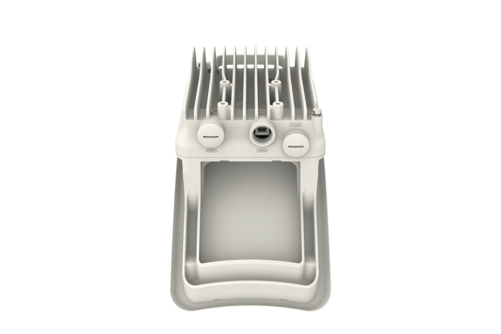 Cambium cnWave V3000 60GHz client node white plastic radio with ribbed heat sink
