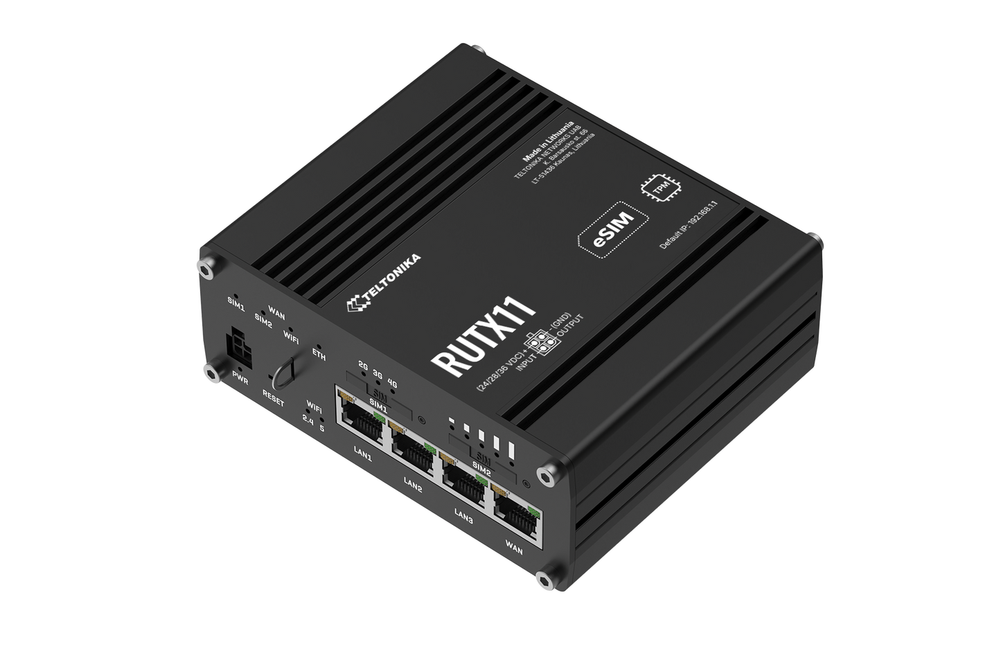 Teltonika RUTX11240000 | RUTX11 Industrial 4G LTE CAT6 eSIM Router, Dual-SIM, Wi-Fi 5