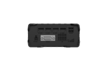 Black teltonika rut986 industrial global lte cat 4 router back side with multiple ethernet ports dual sim and esim