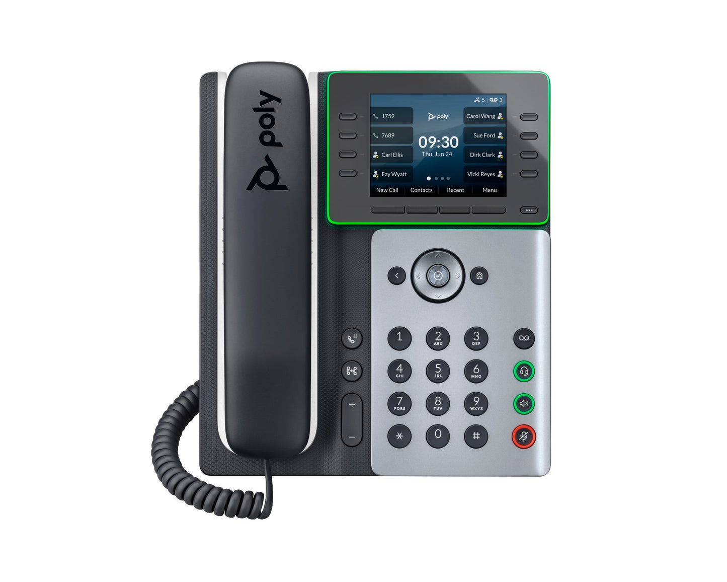 Poly 2200-87010-025 | Edge E350 IP Desk Phone, PoE, 2 x 1GbE, Wi-Fi 5, BT, 3.5" Colour, 8 Lines
