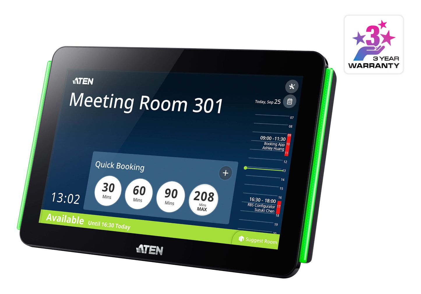 ATEN VK430-AT | VK430 Room Booking Panel, 10.1" Touch, PoE, Dual LED Status Bars