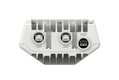 Back of Cambium Networks cnWave V5000 Distribution Node with labeled ethernet ports