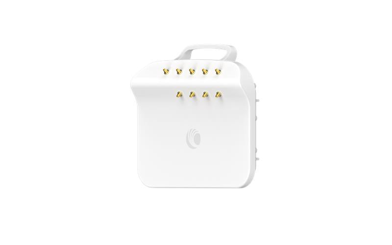 White rectangular cambium networks ePMP 4500C 5 GHz connectorized wireless access point with handle and eight gold antennas