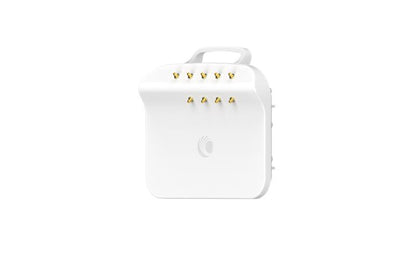 White rectangular cambium networks ePMP 4500C 5 GHz connectorized wireless access point with handle and eight gold antennas