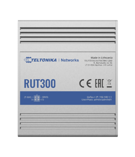 Teltonika RUT300 | RUT300 Wired Router, Fast Ethernet, Blue, Metallic