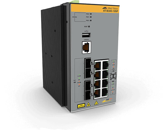Allied Telesis AT-IE340-12GP-80 | IE340 Series 12 x 1GbE PoE+ Ports, Managed L3 Switch, 240V