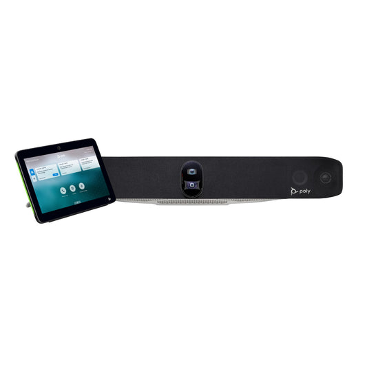 Poly Studio X70 video bar with TC10, 2x 75-inch displays, rear view