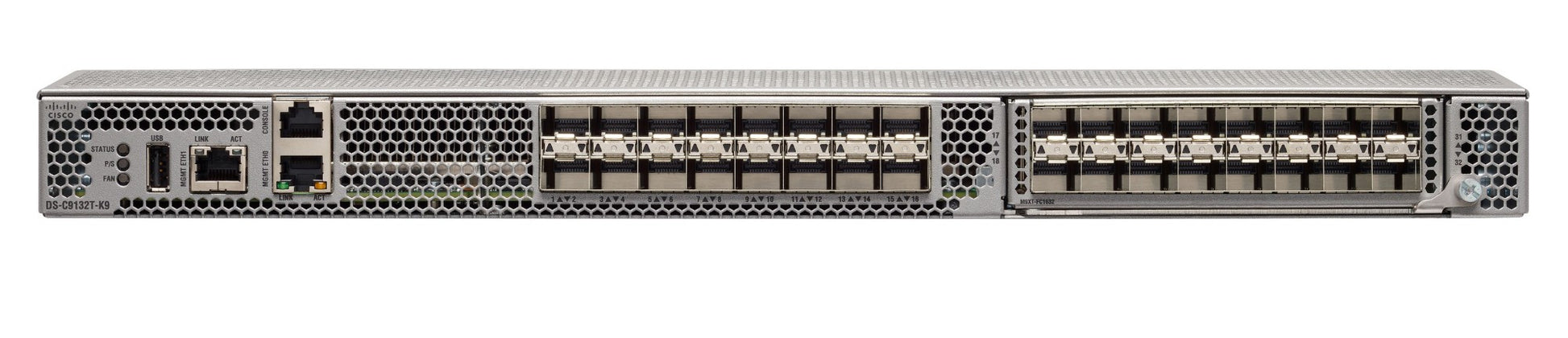 Silver metal-framed hpe s1r84a sn6610c 32gb fibre channel switch with 32 ports 24 active and ventilation grilles