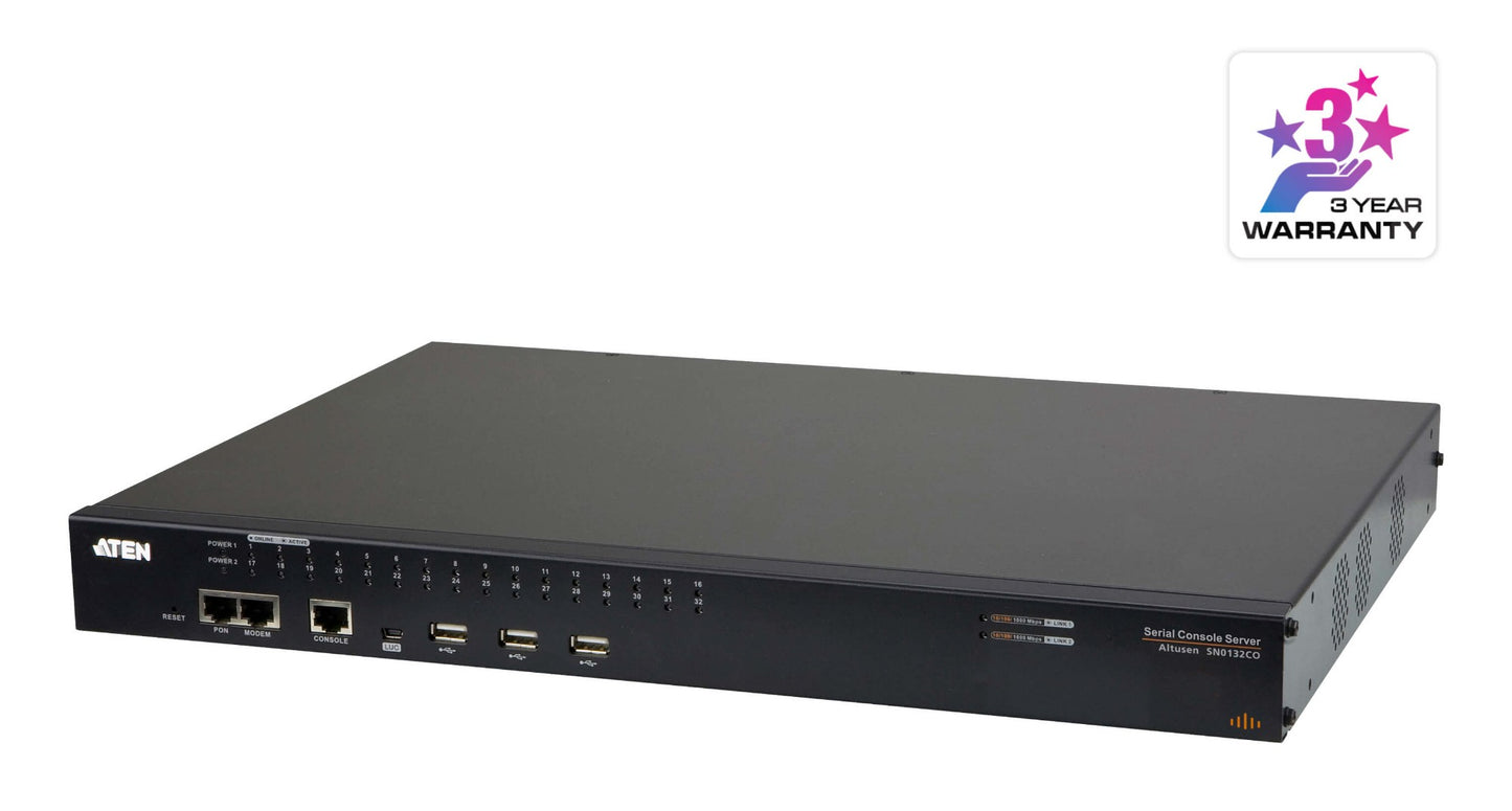 ATEN SN0132CO-AXA-U | SN0132CO Serial Console Server, 32 x Serial Ports, Dual AC, Over IP